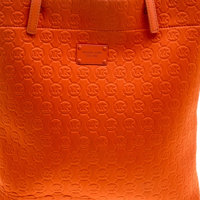 Michael Kors Orange Embossed Neoprene Jet Set Tote For Women - Image 5