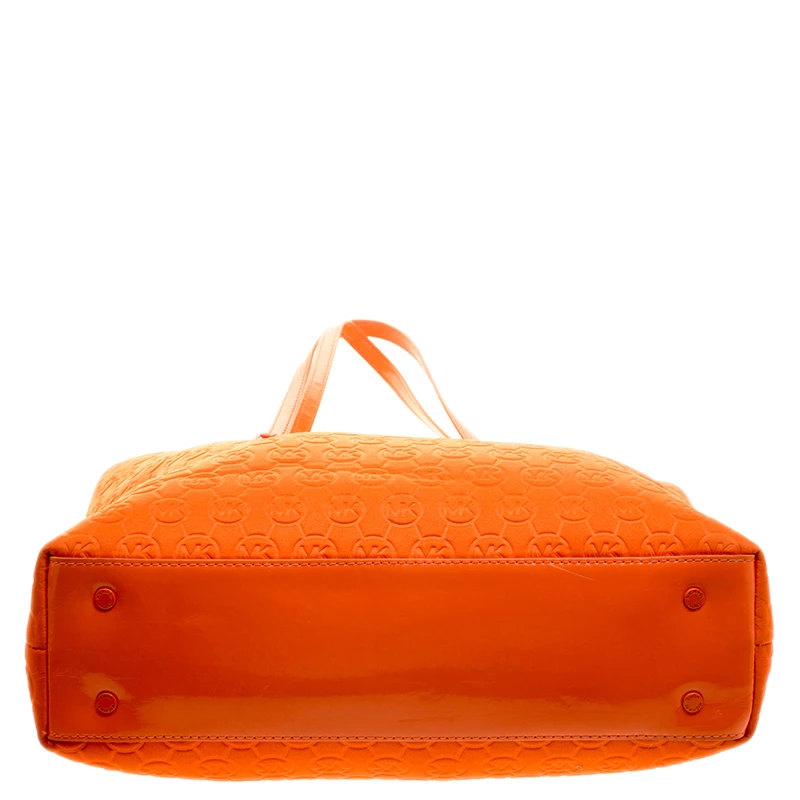 Michael Kors Orange Embossed Neoprene Jet Set Tote For Women - Image 6