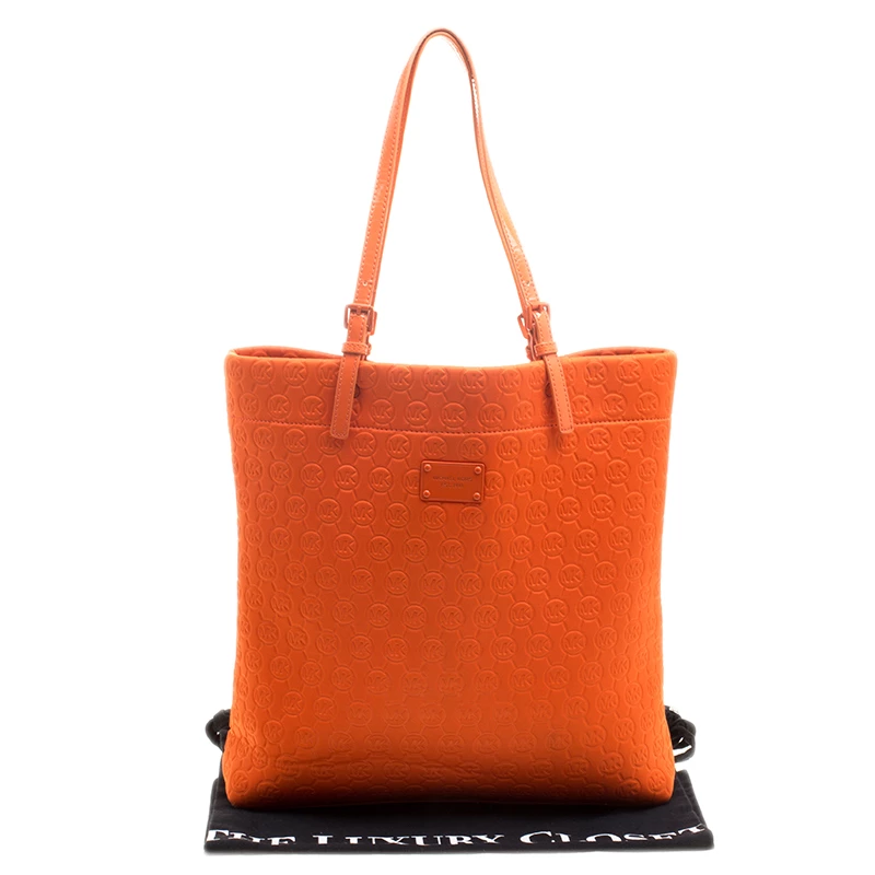 Michael Kors Orange Embossed Neoprene Jet Set Tote For Women - Image 9