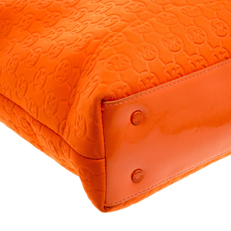 Michael Kors Orange Embossed Neoprene Jet Set Tote For Women - Image 10