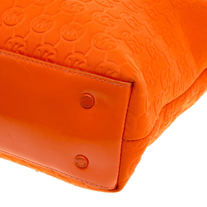 Michael Kors Orange Embossed Neoprene Jet Set Tote For Women - Image 11