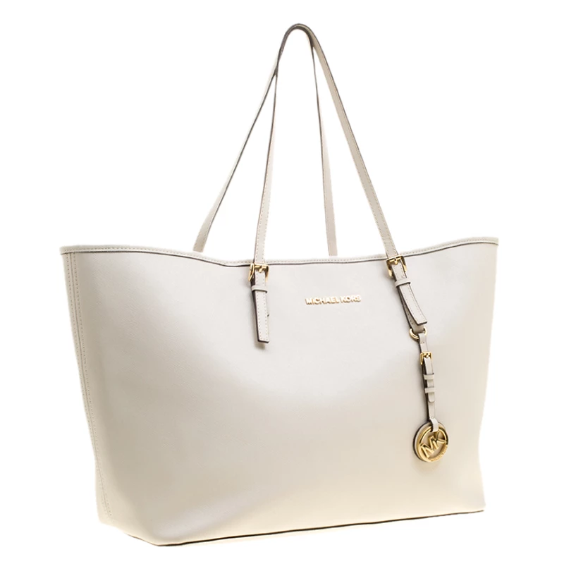 Michael Kors Off White Saffiano Leather Jetset Tote For Women - Image 3