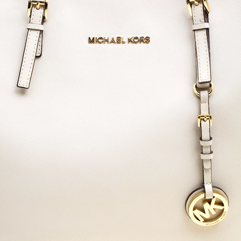 Michael Kors Off White Saffiano Leather Jetset Tote For Women - Image 5