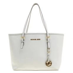 Michael Kors White Saffiano Leather Jetset Tote For Women