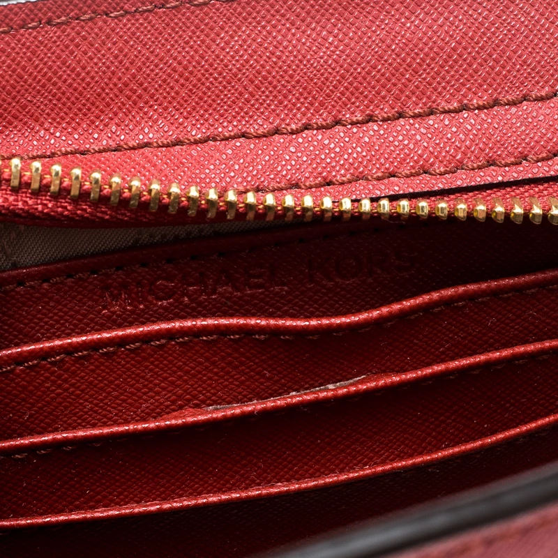 Michael Kors Red Saffiano Leather Mini Selma Crossbody Bag For Women - Image 8