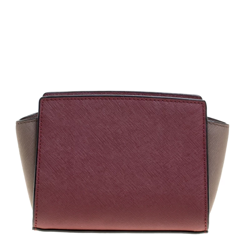 Michael Kors Burgundy/Grey Saffiano Leather Mini Selma Crossbody Bag For Women - Image 4