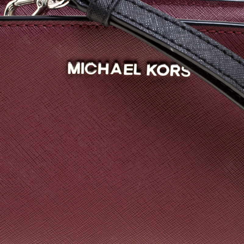 Michael Kors Burgundy/Grey Saffiano Leather Mini Selma Crossbody Bag For Women - Image 5