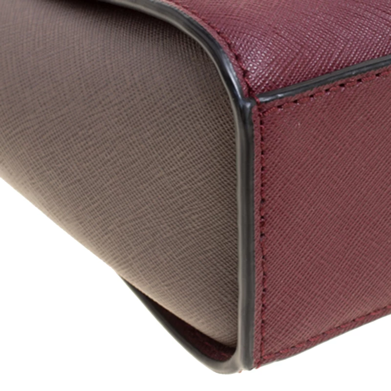 Michael Kors Burgundy/Grey Saffiano Leather Mini Selma Crossbody Bag For Women - Image 10