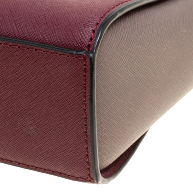 Michael Kors Burgundy/Grey Saffiano Leather Mini Selma Crossbody Bag For Women - Image 11