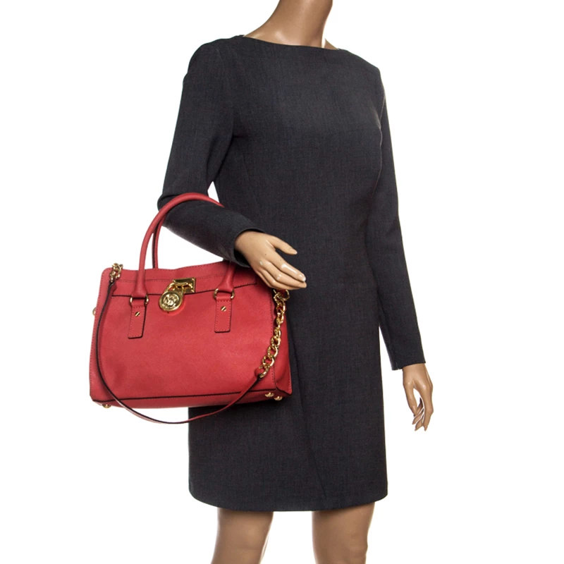 Michael Kors Red Leather Hamilton Tote For Women - Image 2