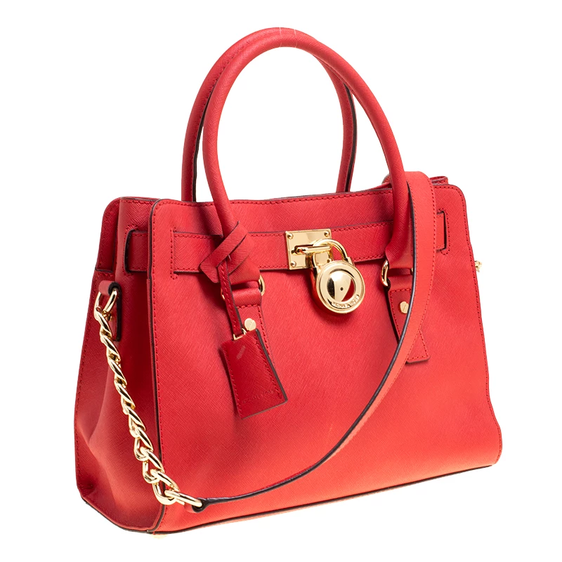 Michael Kors Red Leather Hamilton Tote For Women - Image 3