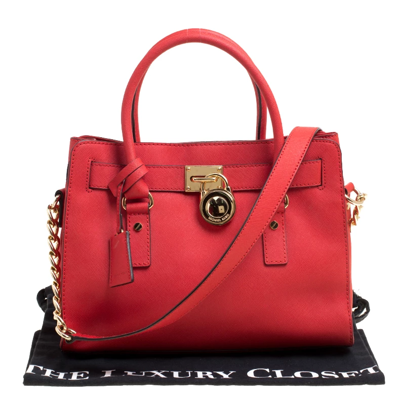 Michael Kors Red Leather Hamilton Tote For Women - Image 9