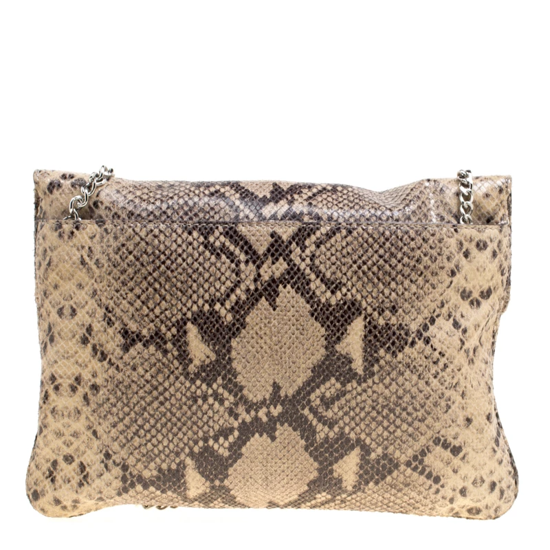 Michael Kors Beige Python Embossed Leather Oversized Sloan Clutch For Women - Image 4