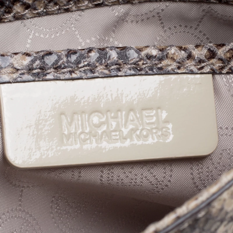 Michael Kors Beige Python Embossed Leather Oversized Sloan Clutch For Women - Image 8