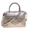 Michael Kors Metallic Silver Leather Shoulder Bag For Women