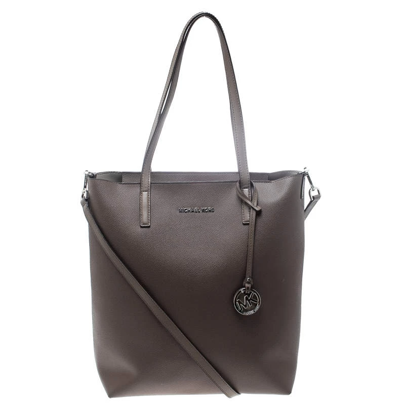 Michael Kors Dark Beige Leather Large Hayley Convertible Tote For Women