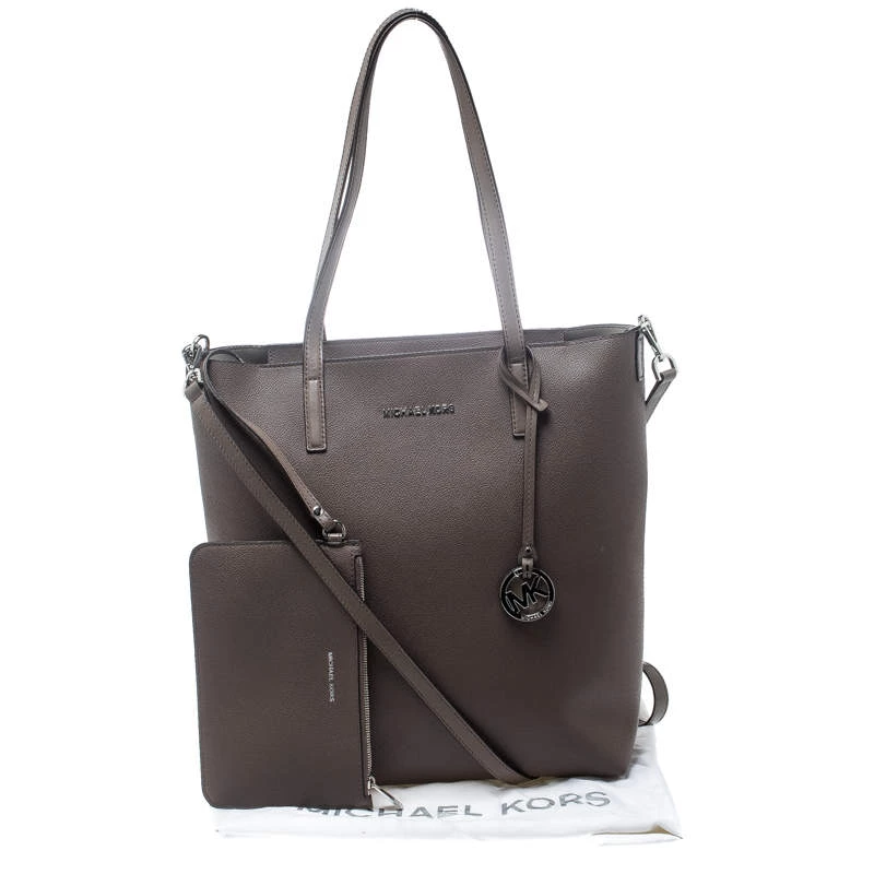 Michael Kors Dark Beige Leather Large Hayley Convertible Tote For Women - Image 9