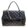Michael Kors Black Quilted Leather Medium Ava Top Handle Bag For Women