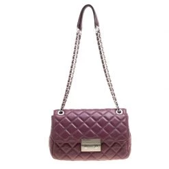 Michael Kors Burgundy Quilted Leather Sloan Shoulder Bag For Women