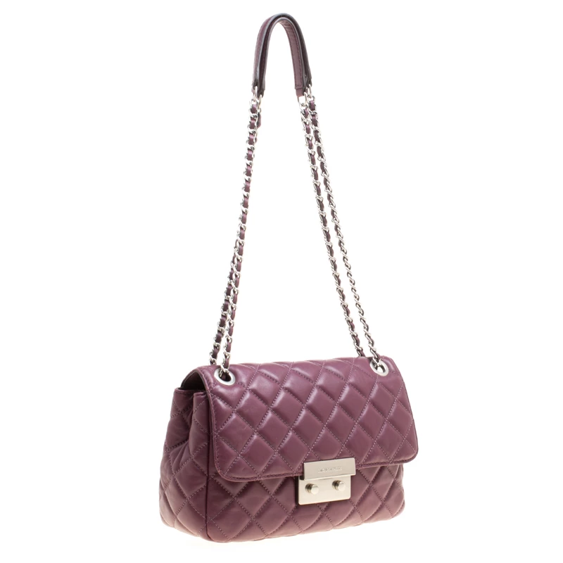 Michael Kors Burgundy Quilted Leather Sloan Shoulder Bag For Women - Image 3