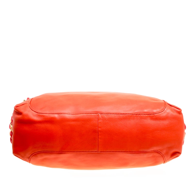 Michael Kors Orange Leather ID Chain Hobo For Women - Image 6