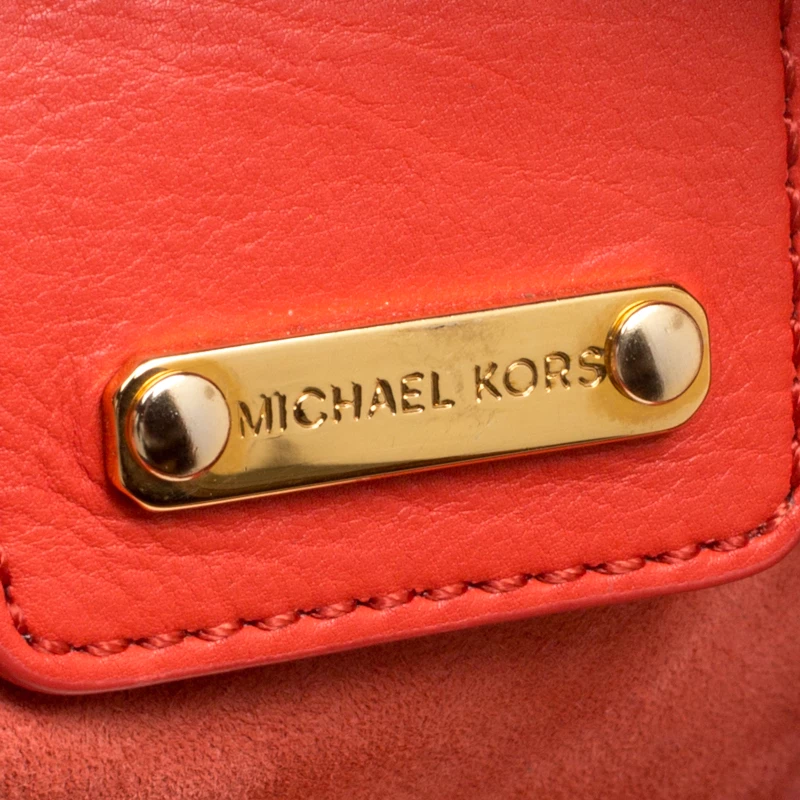 Michael Kors Orange Leather ID Chain Hobo For Women - Image 9