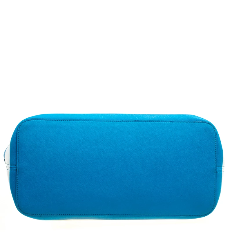 Michael Kors Summer Blue/White Striped Leather Jet Set Travel Tote For Women - Image 6