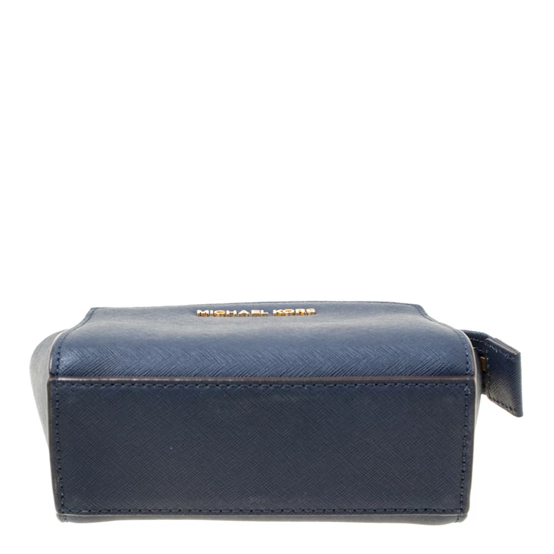 Michael Kors Blue Saffiano Leather Mini Selma Crossbody Bag For Women - Image 6