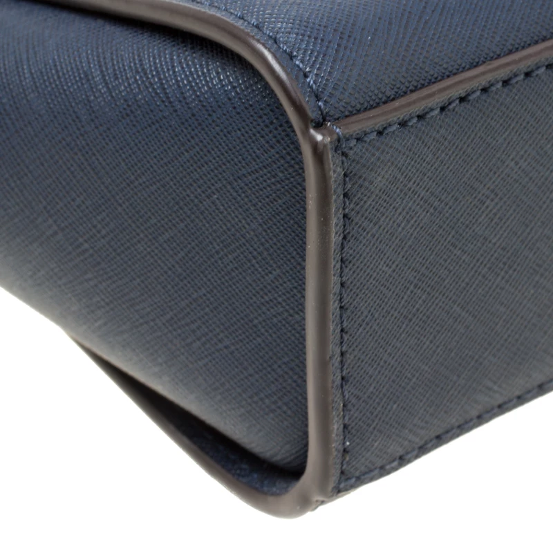 Michael Kors Blue Saffiano Leather Mini Selma Crossbody Bag For Women - Image 10