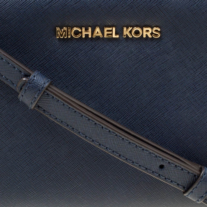 Michael Kors Blue Saffiano Leather Mini Selma Crossbody Bag For Women - Image 5