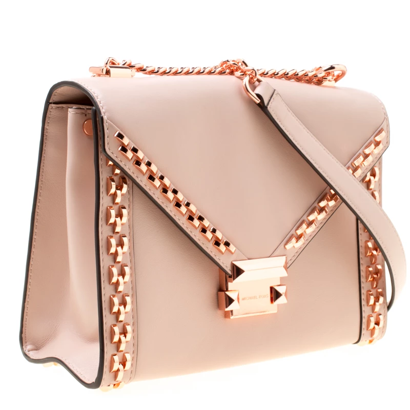 Michael Kors Blush Pink Leather Studded Whitney Shoulder Bag For Women - Image 3