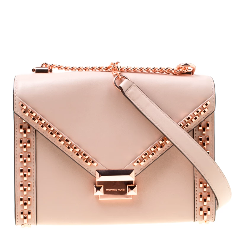 Michael Kors Blush Pink Leather Studded Whitney Shoulder Bag For Women