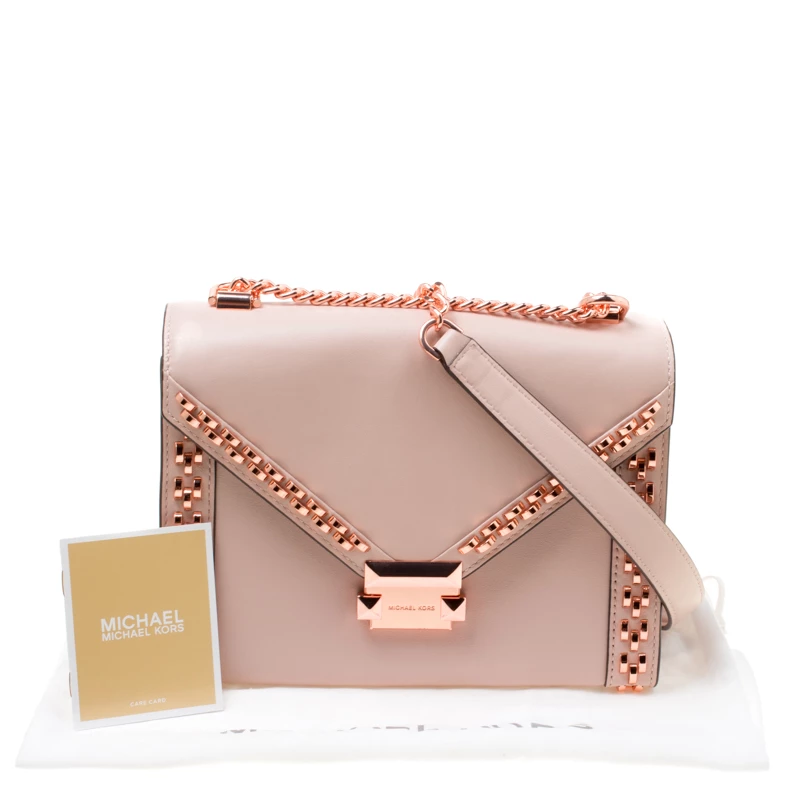 Michael Kors Blush Pink Leather Studded Whitney Shoulder Bag For Women - Image 9