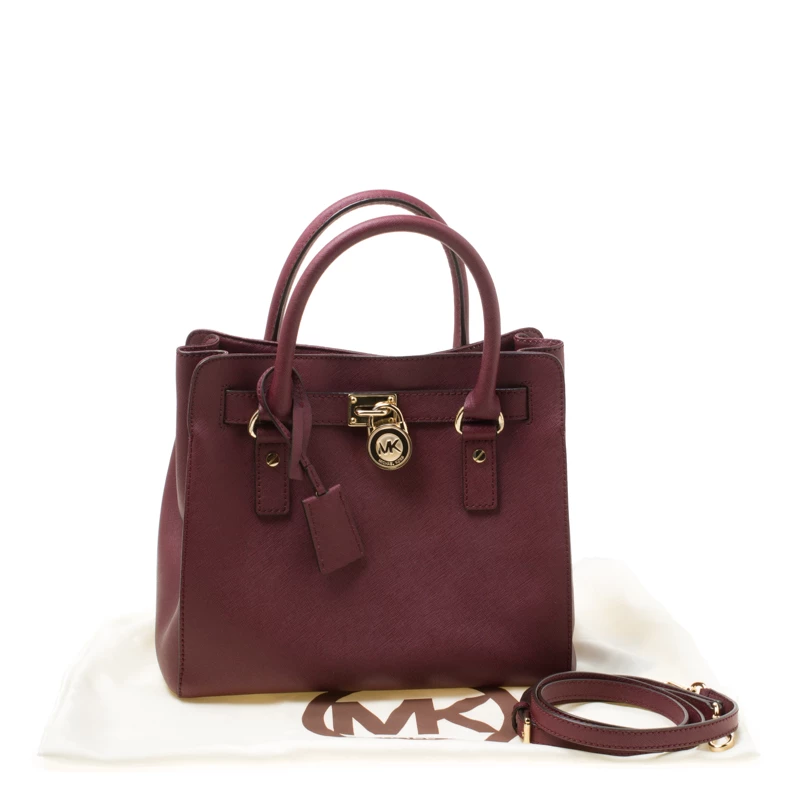 Michael Michael Kors Burgundy Leather Hamilton Tote For Women - Image 9
