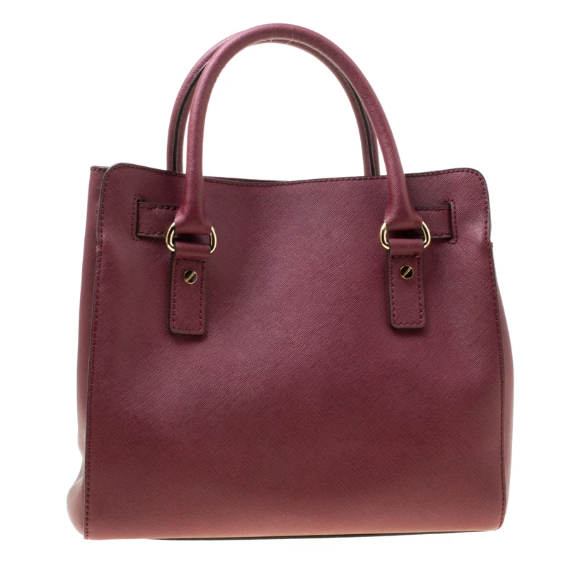 Michael Michael Kors Burgundy Leather Hamilton Tote For Women - Image 4