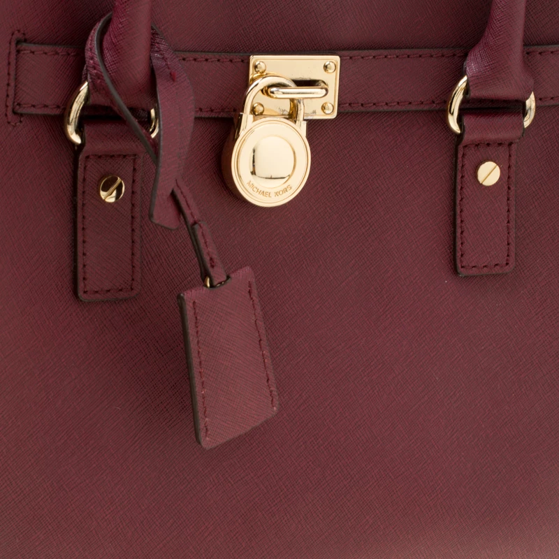 Michael Michael Kors Burgundy Leather Hamilton Tote For Women - Image 5