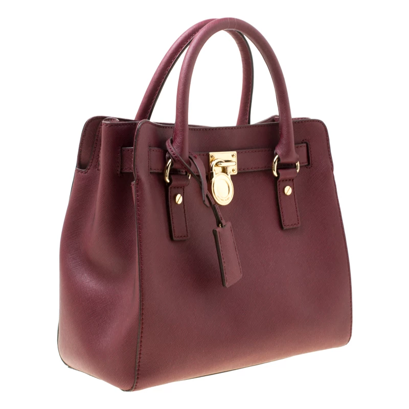 Michael Michael Kors Burgundy Leather Hamilton Tote For Women - Image 3
