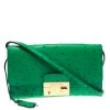 Michael Kors Green Ostrich Embossed Leather Gia Clutch For Women