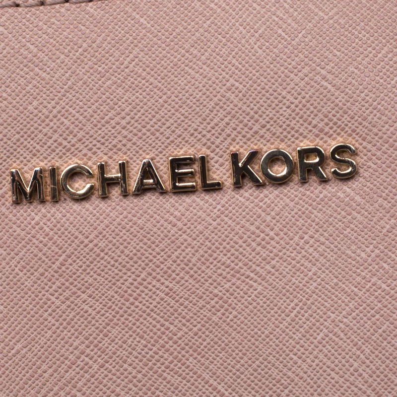 Michael Kors Beige Leather Jet Set Crossbody Bag For Women - Image 8