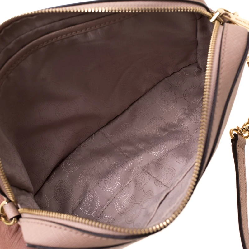 Michael Kors Beige Leather Jet Set Crossbody Bag For Women - Image 7