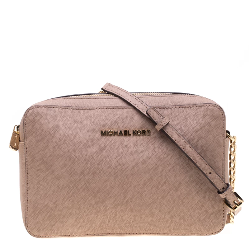 Michael Kors Beige Leather Jet Set Crossbody Bag For Women
