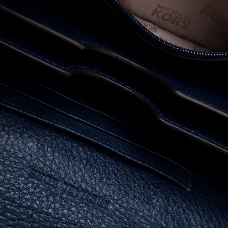 Michael Kors Blue Leather Hudson Crossbody Bag For Women - Image 7