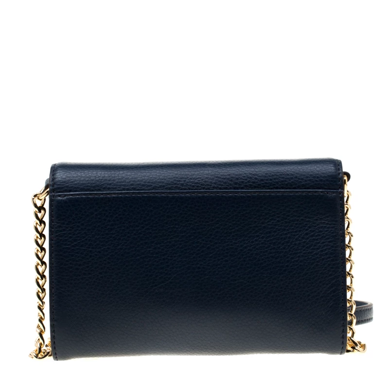 Michael Kors Blue Leather Hudson Crossbody Bag For Women - Image 4