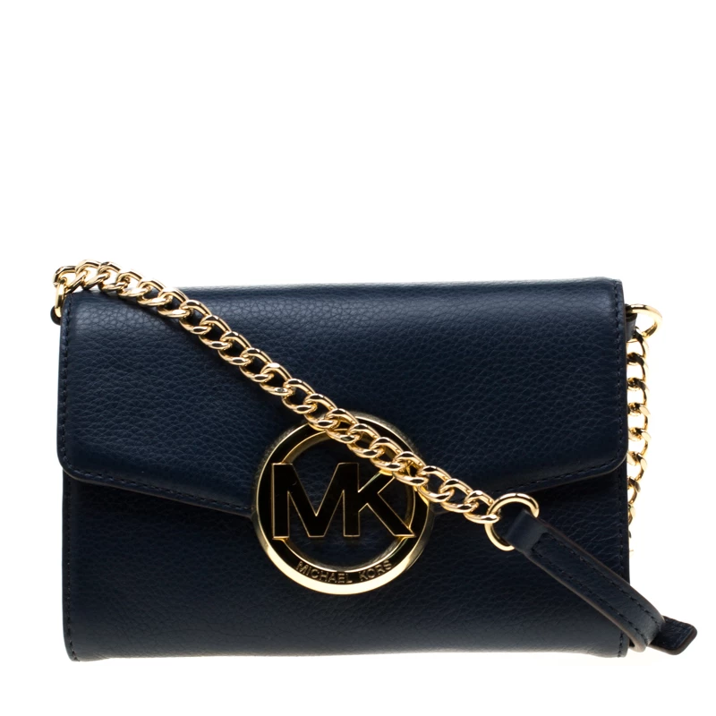 Michael Kors Blue Leather Hudson Crossbody Bag For Women
