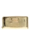 Michael Kors Gold Patent Leather Jet Set Zip Around Wallet For Women