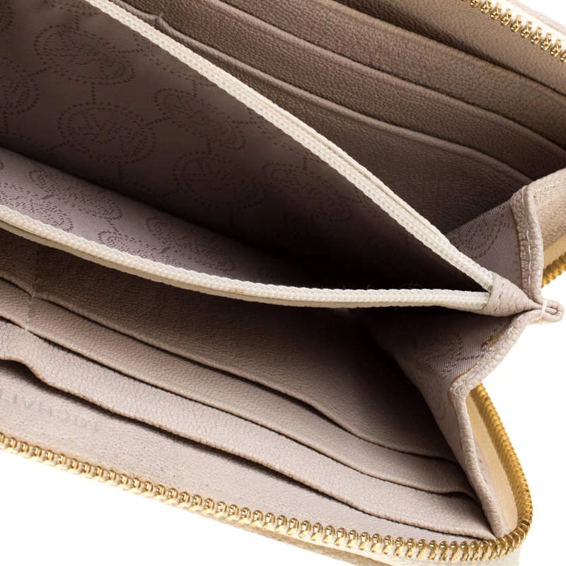 Michael Kors Off White Leather Jet Set Continental Wallet For Women - Image 2