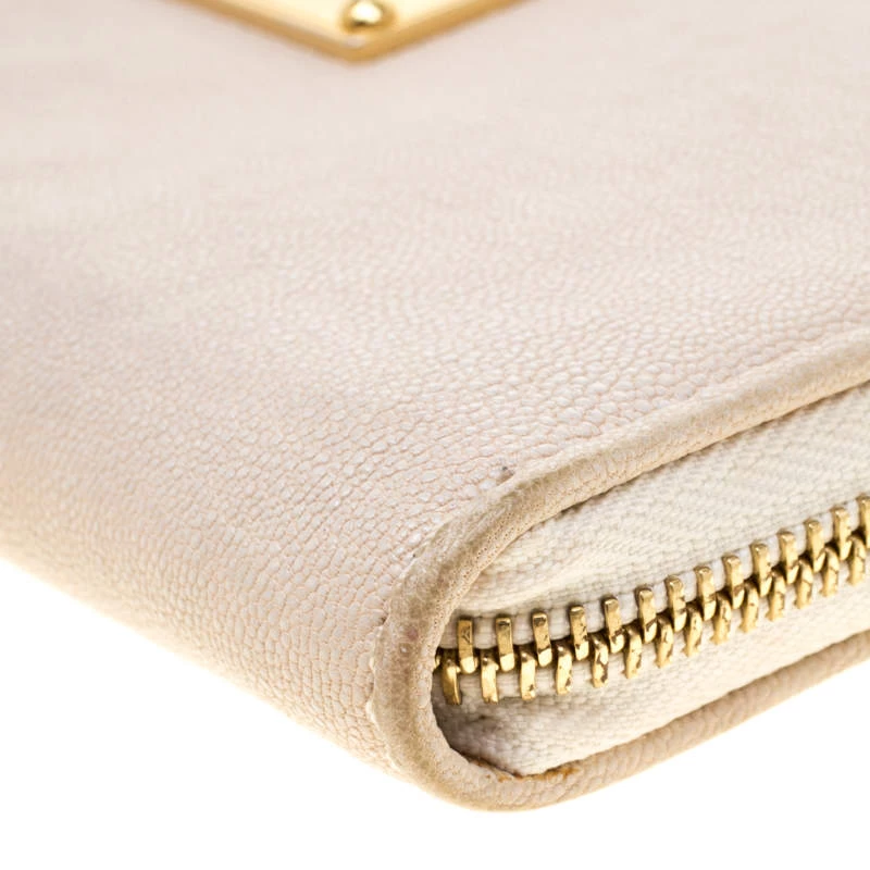 Michael Kors Off White Leather Jet Set Continental Wallet For Women - Image 9