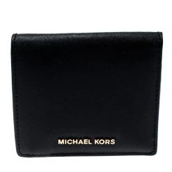 Michael Kors Black Leather Card Holder Wallet For Women