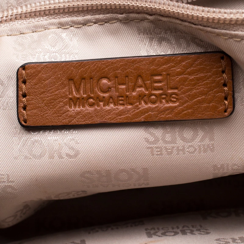 Michael Kors White/Brown Leather Fulton Flap Crossbody Bag For Women - Image 9