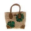 Michael Kors Brown/Green Straw And Leather Malibu Tote For Women